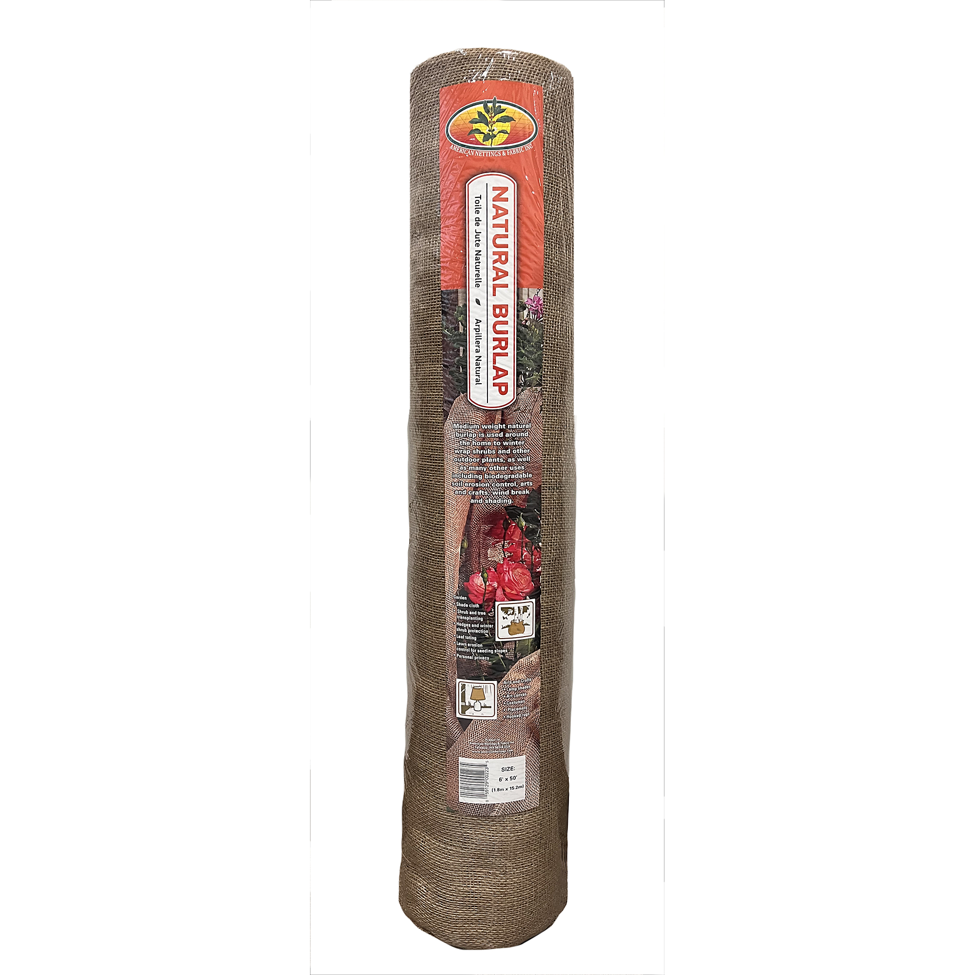 American Nettings & Fabric, Inc., Natural Burlap 6ft.x50ft. (7oz), Model# 00223